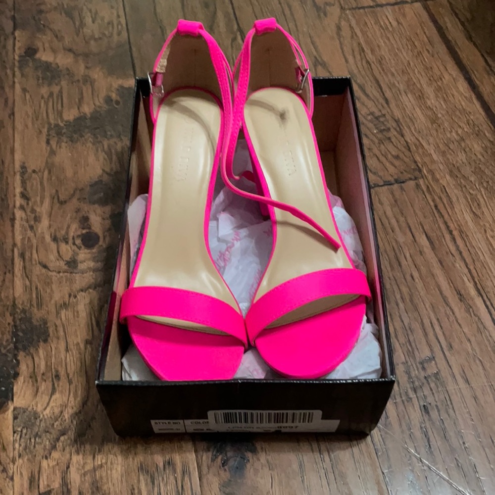 hot/neon pink high heels